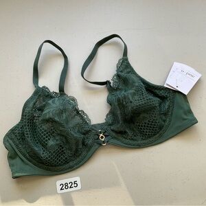 Auden Bra 36A Green Unlined Balconette Coverage Underwire Adjustable Strap